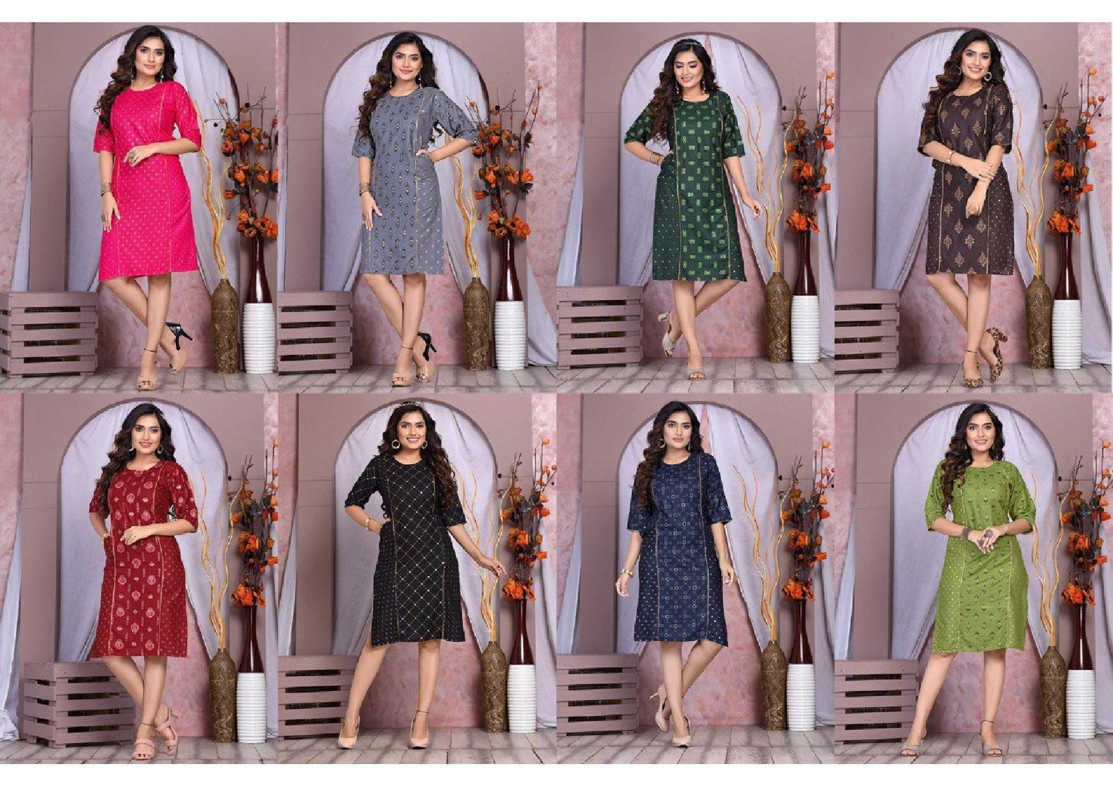 Golden Hi Class Wholesale Kurti Heavy Rayon With Foil Print Collection 